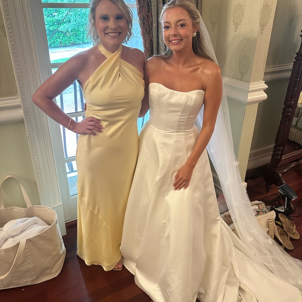 Show Me Your MuMu Yellow Asymmetrical Bustier Maxi Dress
